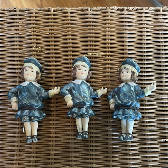 Charming Figurine Little Victorian Boy Bell Ornament set of 3 - Picture 1 of 13
